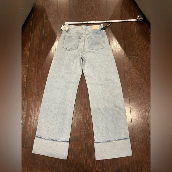 PAIGE Arellia High Rise Wide Leg Cuff Jeans Flower Wash Women Size 27 Tall NEW - Picture 8 of 9